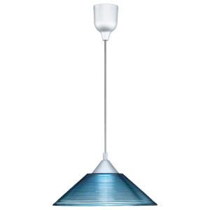 Elegante Pendelleuchte mit blauem Riefenglas
