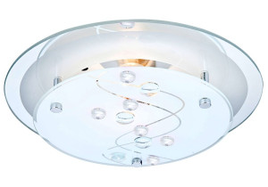 Elegante LED Deckenleuchte aus Glas mit Dekorsteinen