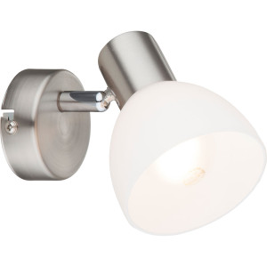 Wandlampe, Nickel matt, Glasspot beweglich, H 11 cm, ENIBAS