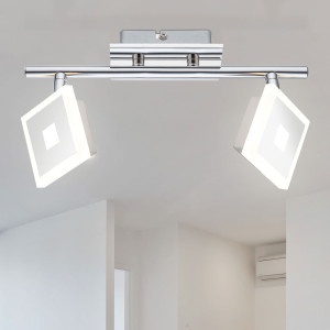 LED Deckenleuchte, Chrom, Spots, quadratisch