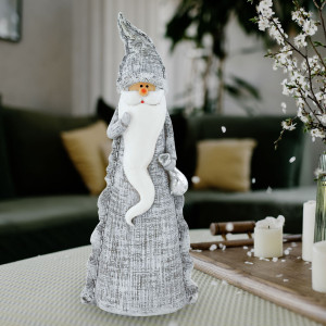 Weihnachtsmann, Dekofigur, grau-weiß, H 19,5 cm