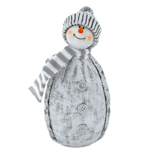 Schneemann, Dekofigur, Mütze, grau, H 21 cm