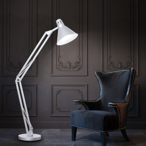 Stehlampe, Metall, Höhenverstellbar, weiß, H 180cm