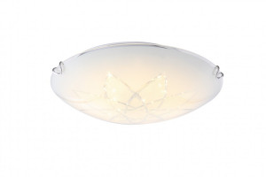 LED Deckenlampe, Metall, weiß, Glas, Opal, Blüte