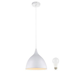 Elegante LED Pendelleuchte aus Metall in der Farbe Weiß