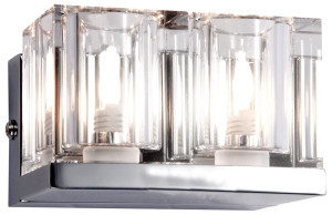 2er Set LED Wandleuchten mit klaren Kristallwürfeln