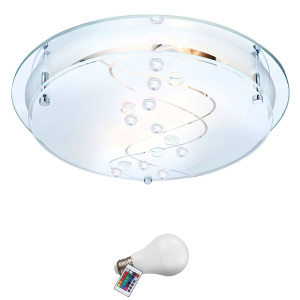 Elegante RGB LED Deckenleuchte mit klaren Dekorsteinen
