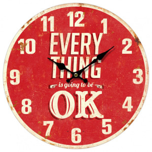 Retro Design Wanduhr in rot mit Deko-Aufdruck