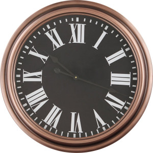 Wanduhr mit Kupfergehäuse und römischen Ziffern