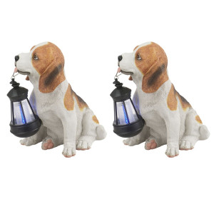 2er Set LED Außenleuchten in Form eines Hundes