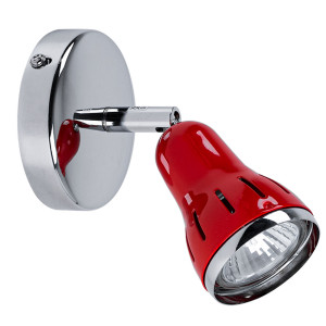 Wandleuchte, chrom rot, Spot beweglich, D 9 cm