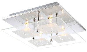 Moderne LED Deckenleuchte aus Glas und Metall