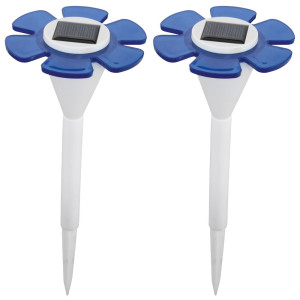 2er Set Elegante LED Solarleuchte im floralen Design