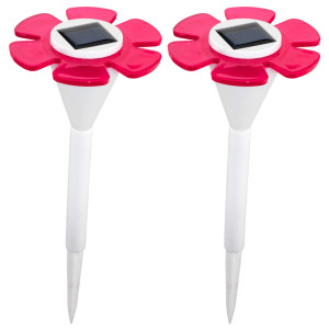 2er Set LED Solarleuchten im floralen Design