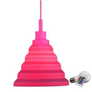 Design Pendelleuchte in pink mit Fernbedienung