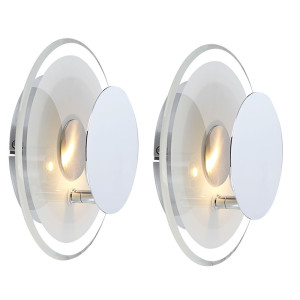 2er Set LED Wandleuchten im runden Design