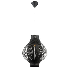 Pendelleuchte, Geflecht, schwarz, H 120 cm