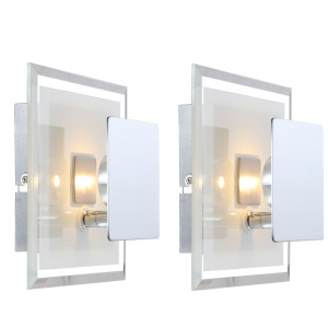 LED 2er Set Wandleuchten aus Chrom und Glas