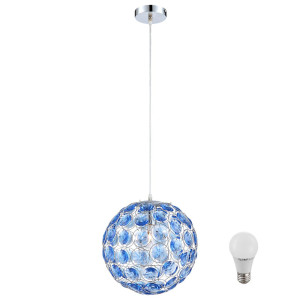 LED Hängeleuchte mit ozeanblauen Acrylkristallen