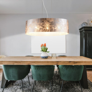 21 Watt LED Elegante Hängeleuchte aus glänzendem Stoff AMY