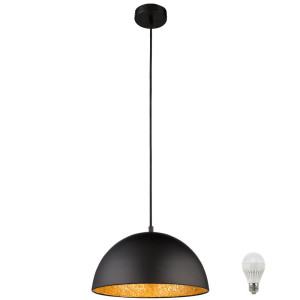 Schwarze LED Hängeleuchte mit goldfarbigem Mosaik