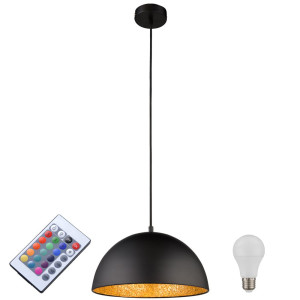 RGB LED Pendelleuchte aus Metall in Schwarz-Gold