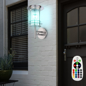 RGB LED Wandleuchte, Laterne, Edelstahl