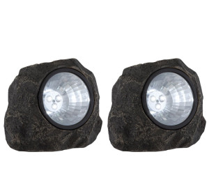 2er Set LED Solarleuchten im Steindesign mit IP44 Schutzart