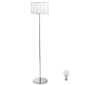 Elegante LED Stehleuchte mit geflochtenem Lampenschirm Mate