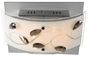 LED Wandlampe aus Metall und Glas mit Kristallen im Dekor