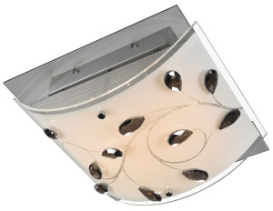 LED Wandlampe aus Metall und Glas mit Kristallen im Dekor