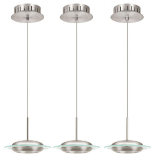 3er Set Klassische LED Hängelampen mit satiniertem Glas