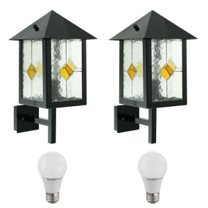 2er Set 7 Watt LED Tiffany Wandleuchte für den Außenbereich