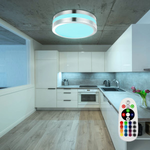 RGB LED Deckenleuchte, Edelstahl, 28,5 cm