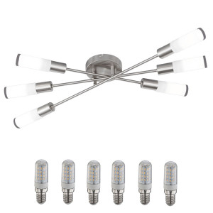 Design LED Deckenlampe aus mattem Nickel