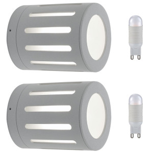 2er Set LED Außenleuchten, Aluminium, Glas 12 cm
