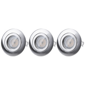 3er Set LED Einbaustrahler, silber, schwenkbar, D 8,4 cm