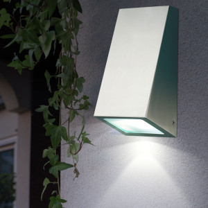 LED Wandleuchte, Edelstahl, Glas, silber, H 14,5 cm