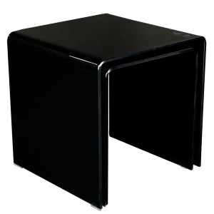 Stylischer Beistelltisch aus 10mm Glas in schwarz