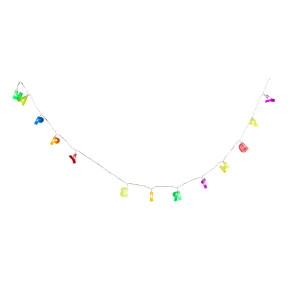 LED Lichterkette, bunt, Happy Birthday, Hängelampe,  L 124 cm