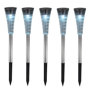 5er Set RGB LED Solarleuchten aus Edelstahl mit Farbwechsler