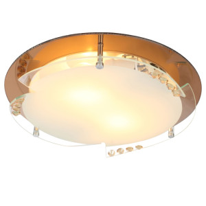 Deckenlampe, Glas, amber, weiß, Kristalle 32 cm, ARMENA