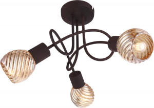 Design 12W LED Esszimmer Deckenleuchte Glas amber gerillt