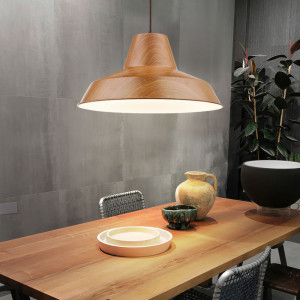 Hängeleuchte, braun, weiß, Holz Optik, H 120 cm