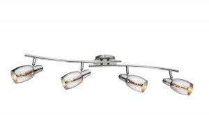 Deckenleuchte, Metall, Chrom, Glas, Spots beweglich
