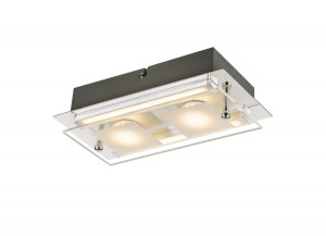LED Wandleuchte, Chrom, Glas, L 24 cm