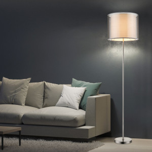 Stehleuchte, Schalter, Nickel Textil, matt grau DxH 40x160cm