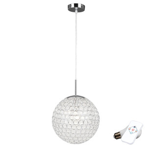 Elegante RGB LED Pendelleuchte mit klaren Kristallen