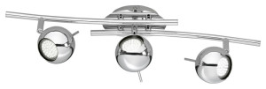 Moderner 3-flammiger Strahler in Chrom aus Metall
