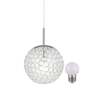 Design LED Pendellampe aus Chrom mit Kristallen